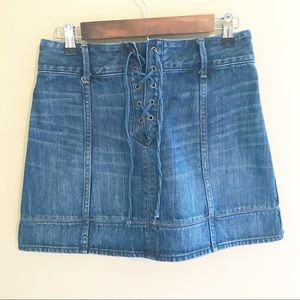 Abercombie & Fitch Lace Up Denim Mini Skirt